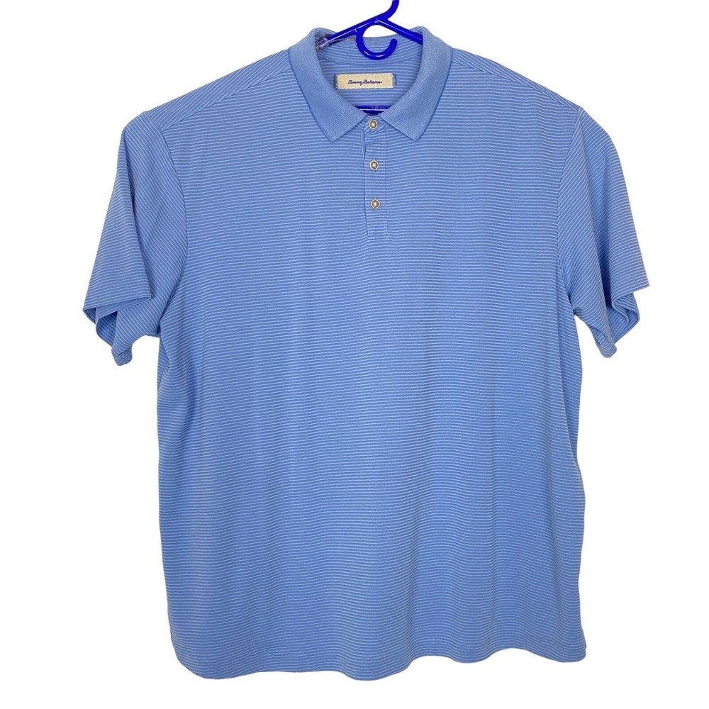 TOMMY BAHAMA Men Pullover Striped Short Sleeve Polo Shirt Sz XXL Blue 74-10